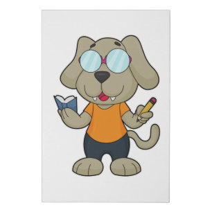Dog Nerd Book Glasses Faux Canvas Print