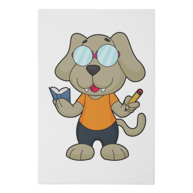 Dog Nerd Book Glasses Faux Canvas Print (Front)