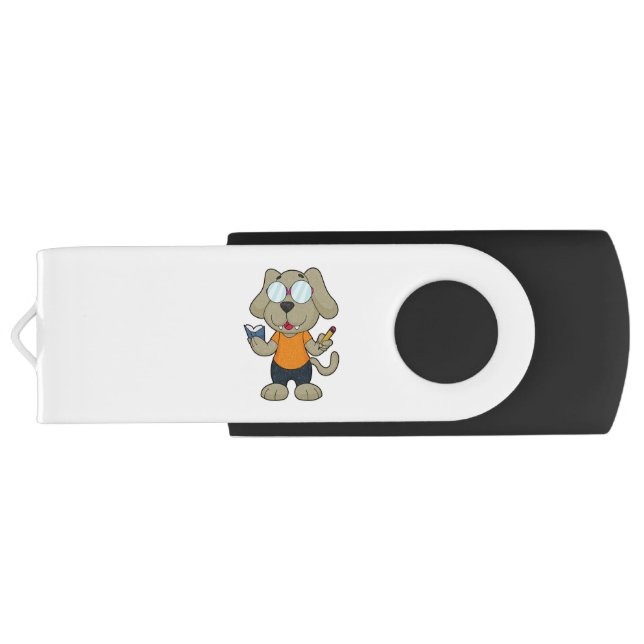 Dog Nerd Book Glasses Flash Drive (Back)