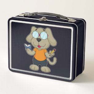 Dog Nerd Book Glasses Metal Lunch Box