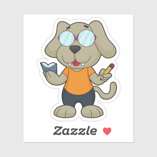 Dog Nerd Book Glasses Sticker (Sheet)