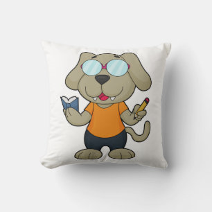 Dog Nerd Book Glasses Throw Pillow