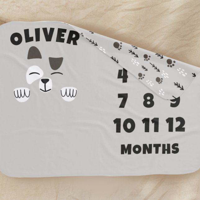 Dog Neutral Boys Custom Milestone Blanket (Creator Uploaded)