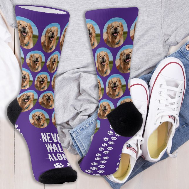 Dog Never Walk Alone Personalized Pet Photo Socks (Creator Uploaded)
