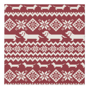 Dog Nordic pattern illustration Faux Canvas Print