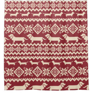 Dog Nordic pattern illustration Shower Curtain
