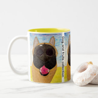 Dog nose and raspberry Two-Tone coffee mug