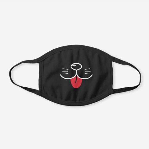 Dog Nose Cute Animal Snout Smiling Showing Tongue Black Cotton Face Mask