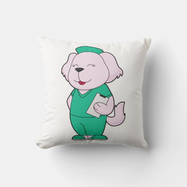 Dog Nurse Throw Pillow (Front)