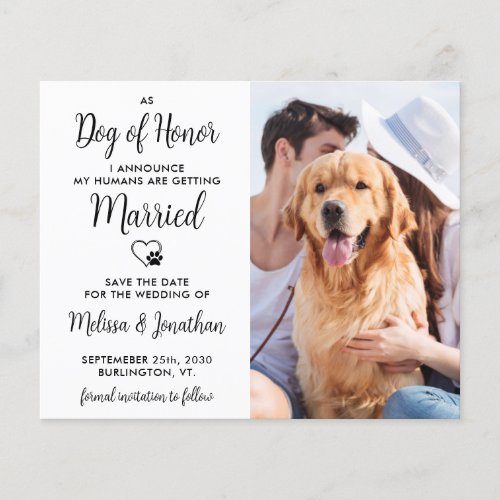 Dog Of Honor Budget Wedding Save The Date Postcard