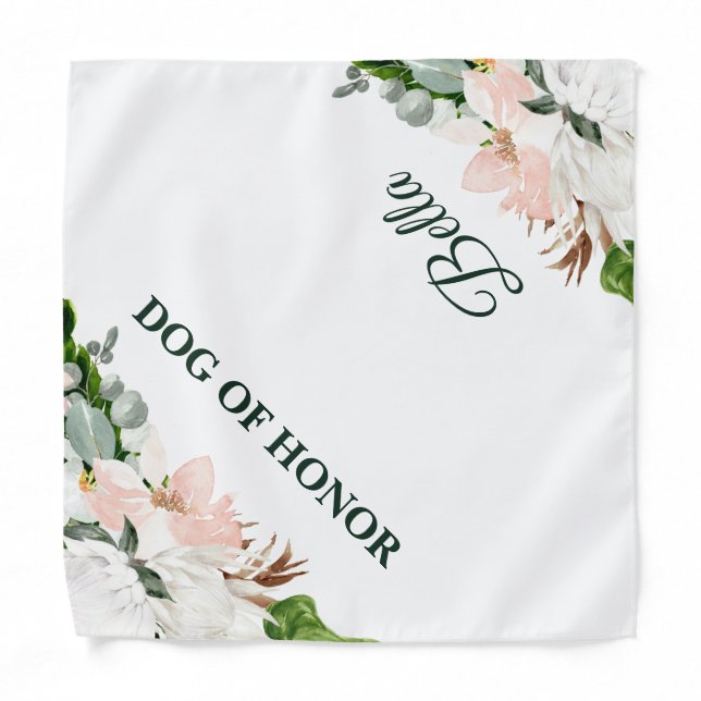Dog Of Honor | Floral Dog in Wedding Pet  Bandana (Front)