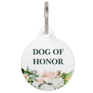 Dog Of Honor   Floral Dog in Wedding Pet ID Tag