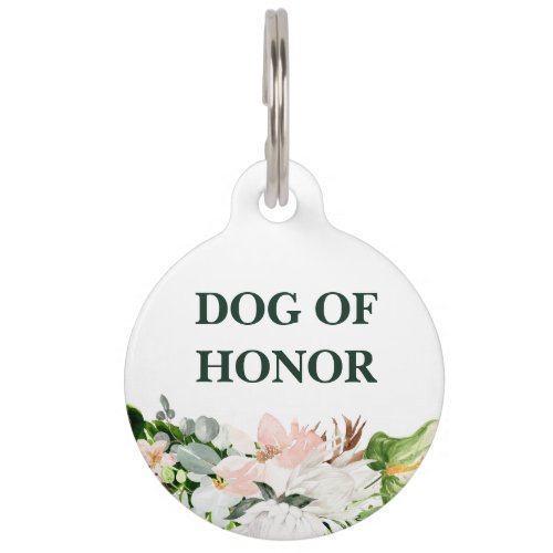 Dog Of Honor  Floral Dog in Wedding Pet ID Tag