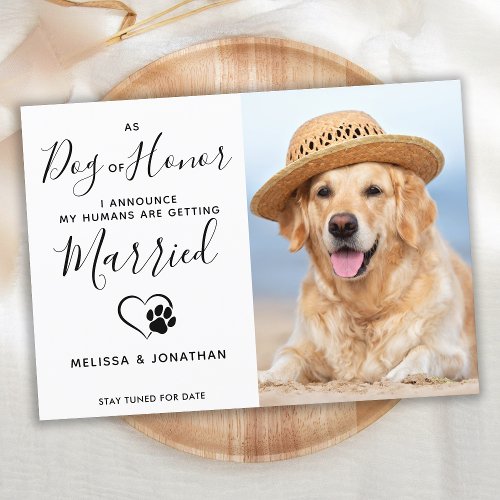 Dog Of Honor Modern Photo Pet Wedding Engagement  Announcement