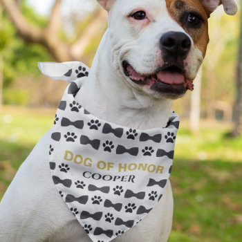 Dog Of Honor Personalized Pet Paw Prints Wedding  Bandana by nadil2 at Zazzle