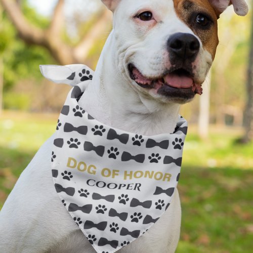 Dog of Honor Personalized Pet Paw Prints Wedding  Bandana