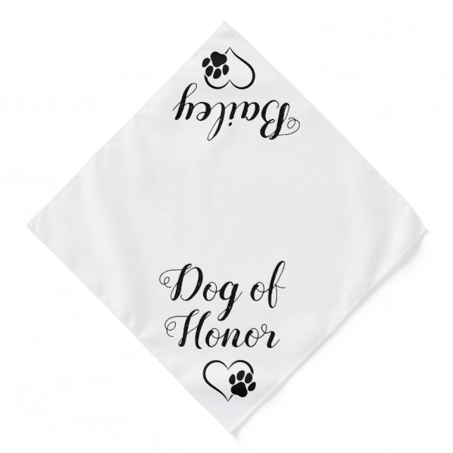 Dog of Honor Personalized Pet Wedding Bandana (Front)