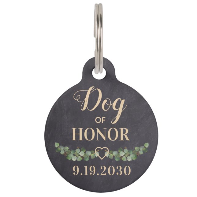 Dog Of Honor Personalized Pet Wedding ID Tag (Front)