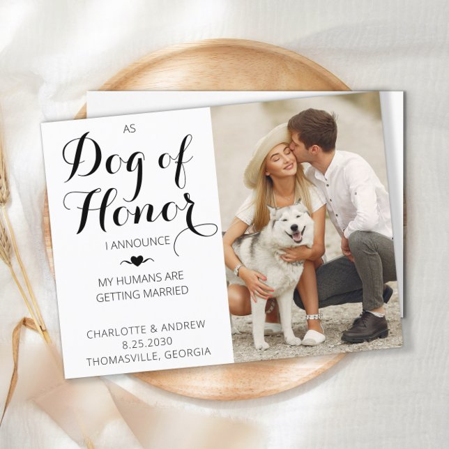 Dog Of Honor Photo Pet Wedding Save The Date Announcement Postcard