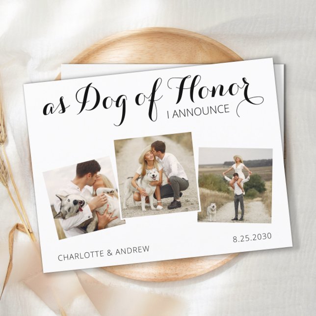 Dog Of Honor Photo Pet Wedding Save The Date Announcement Postcard