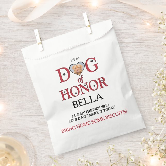 Dog of Honor Red Heart Favor Bags (Clipped)