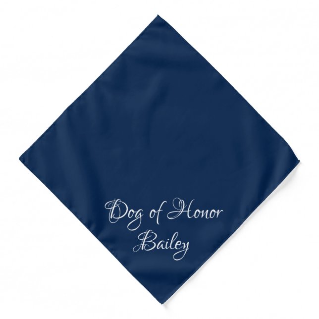 Dog of Honor wedding dog ring bearer navy custom Bandana (Front)