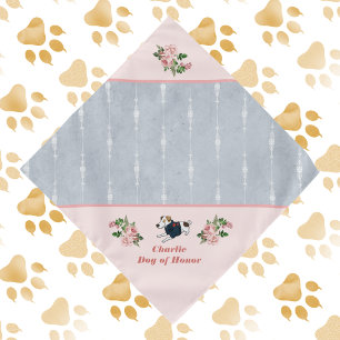 Dog of Honor Wedding Peach Floral and Linen Look Bandana