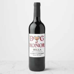 Dog of Honor Wedding Wine Label with Photo