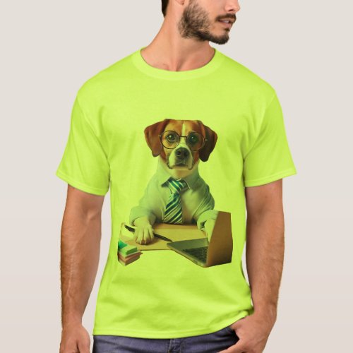 Dog Office Worker With Laptop T_Shirt