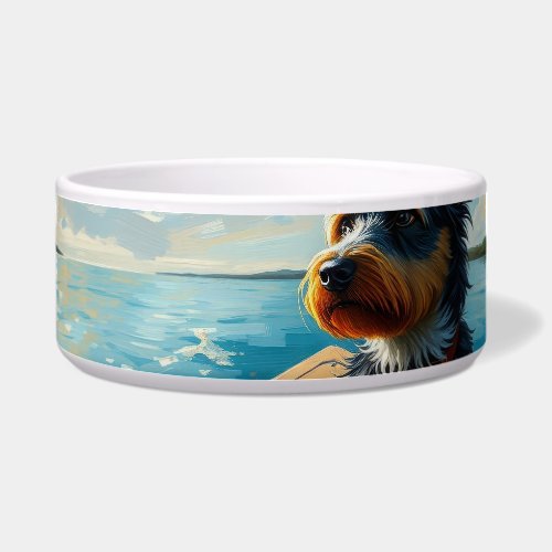 Dog on a boat bowl