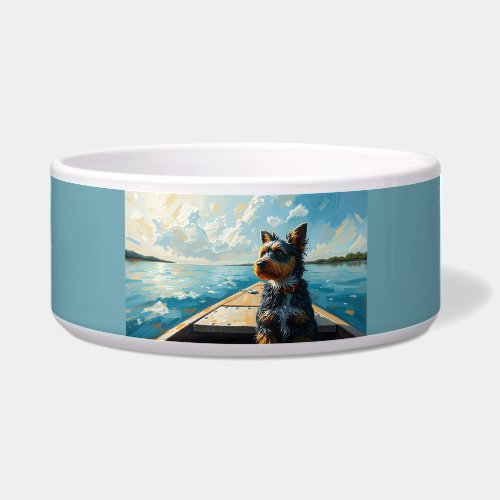 Dog on a boat bowl