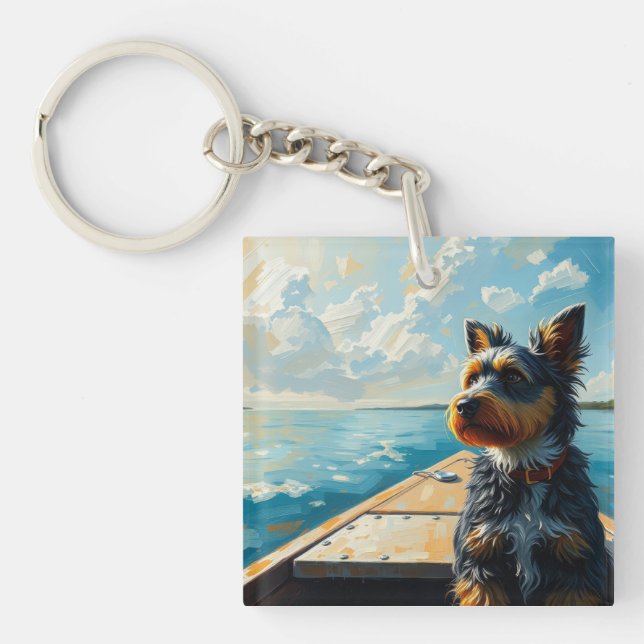 Dog on a boat keychain (Front)