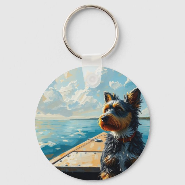Dog on a boat keychain (Front)