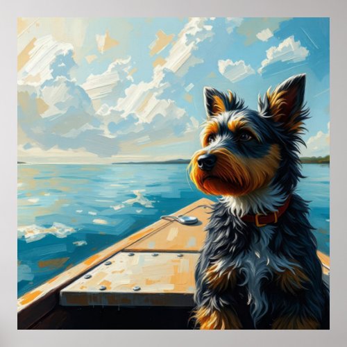 Dog on a boat poster