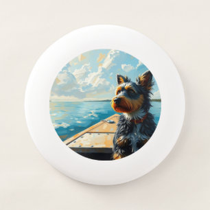 Dog on a boat Wham-O frisbee