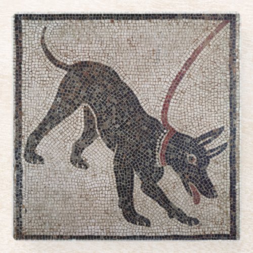 Dog on a leash from Pompeii Glass Coaster
