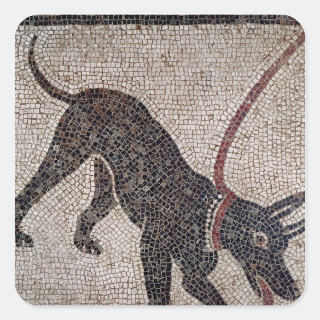 Dog on a leash, from Pompeii Square Sticker (Front)