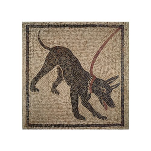 Dog on a leash from Pompeii Wood Wall Art