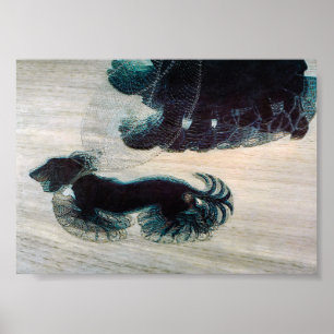 Dog on a Leash Vintage Art Poster