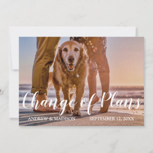 Dog on Beach Change of Plans Postponed Wedding Save The Date