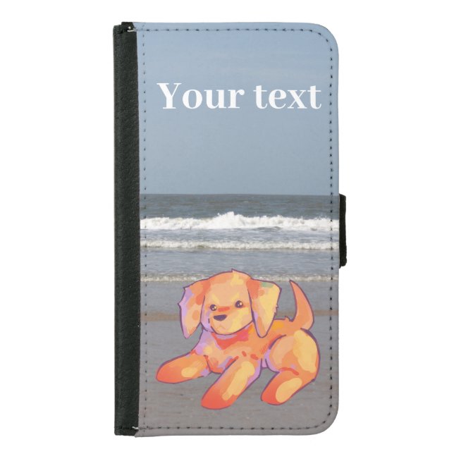 Dog on Beach Samsung Galaxy Wallet Case (Front)