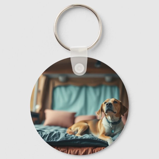 Dog on Bed Keychain (Front)