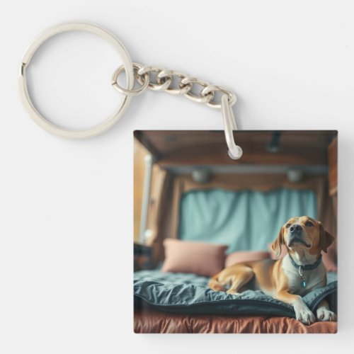 Dog on Bed Keychain