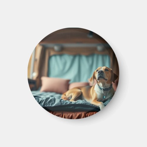 Dog on Bed Magnet