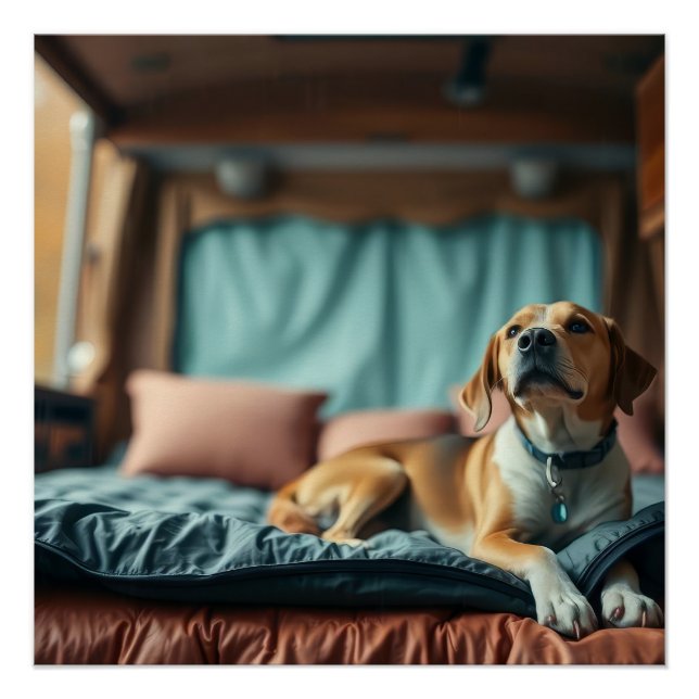 Dog on Bed Poster (Front)