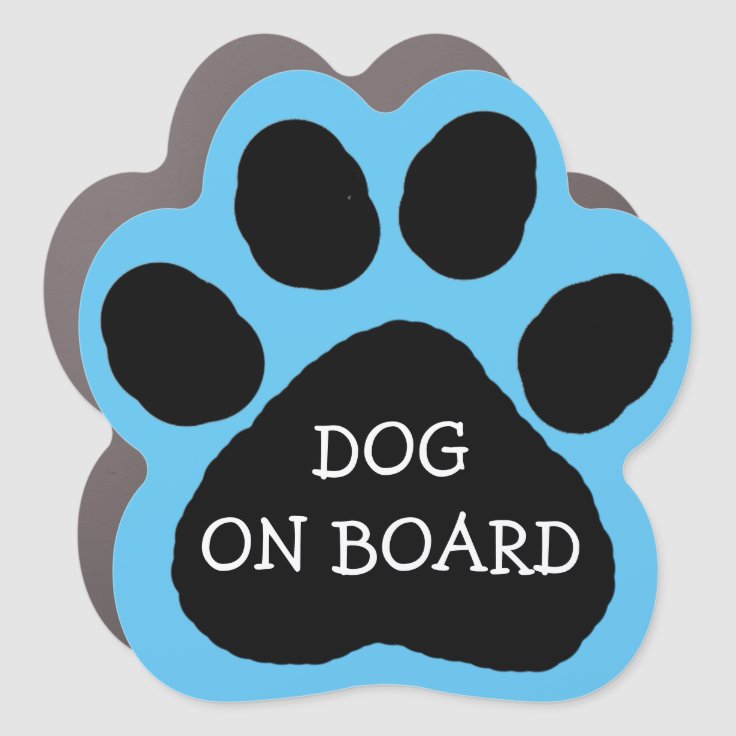 Dog on Board Blue Paw Print Car Zazzle