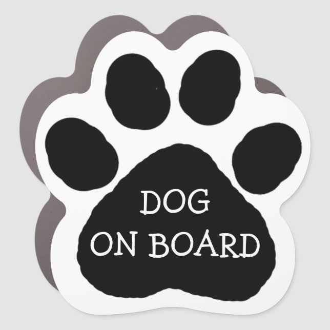Dog on Board Paw Print Car Magnet (Front)