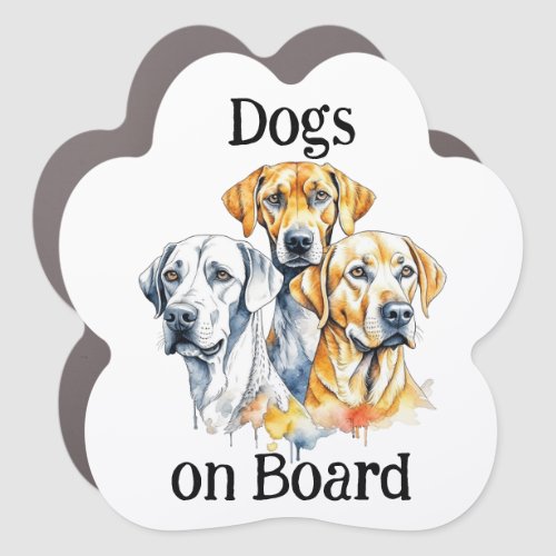 Dog on Board Pawprint Car Magnet