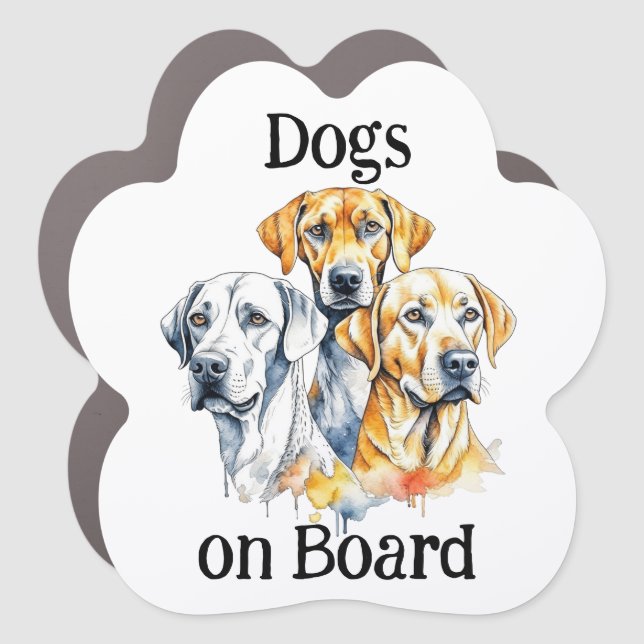 Dog on Board Pawprint Car Magnet (Front)