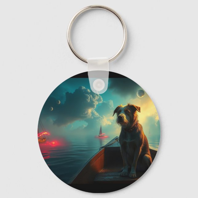 Dog on boat keychain (Front)